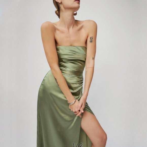 Reformation Barrow Silk Dress in Artichoke size 6 NWT - Picture 1 of 8